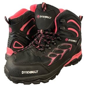 DYKHMiLY Pink & Black Cute Steel Toe Hiking / Work Boots